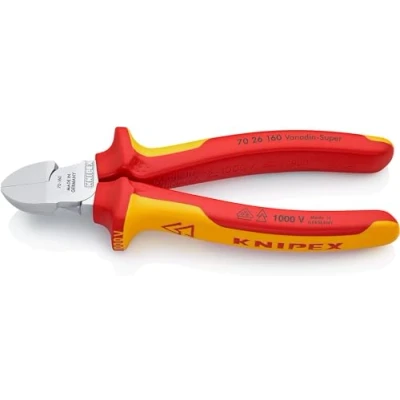 Image of Knipex Diagonal Cutter chrome plated, insulated with multi component grips, VDE tested 160 mm 70 26