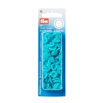 Image of Prym Turquoise Flower Shape Non Sew ColorSnaps 12.4mm Snap Fasteners (21pc), 12 x 7 2 cm