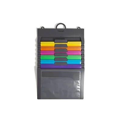 Image of Smead Cascading Wall Organizer, 6 Removable Folder Pockets, Letter Size, Gray/Bright Pockets (92060)