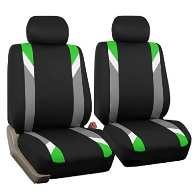 Image of FH Group Front Set Cloth Car Seat Covers for Low Back Seats with Removable Headrest, Universal Fit, Airbag Compatible Cover SUV, Sedan, Van, Green