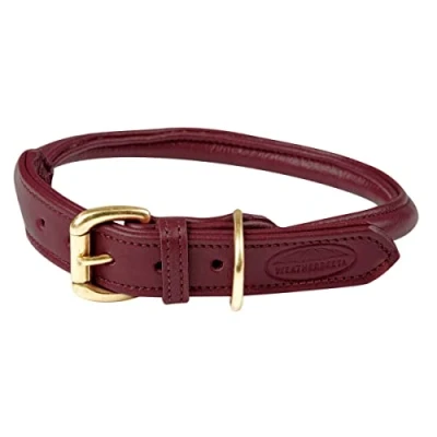 Image of WeatherBeeta Rolled Leather Dog Collar, Maroon, M