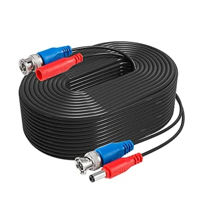 Image of ANNKE 30M/100 ft All in One Video Power CCTV Cable, BNC Extension Surveillance Camera Cables for Security Systems Free Connector (Black)