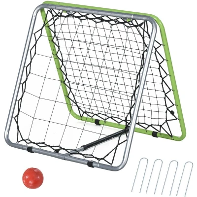 Image of HOMCOM Football Training Net, Soccer Kickback Target Goal Both Side Rebounder Adjustable Angle Set for Kids and Children to Practice in Playground, Backyard