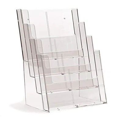 Image of taymar 4C230X Brochure Stand, Holder with 4 Levels in DIN A4 Portrait Format, Display Set of 2
