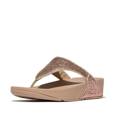 Image of Fitflop Women&#039;s LULU Crinkled Shimmer Toe Post Sandals, Silvereen, 4 UK