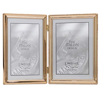 Image of Lawrence Frames Picture Frame, Metal, Gold, 5 x 7 Dual