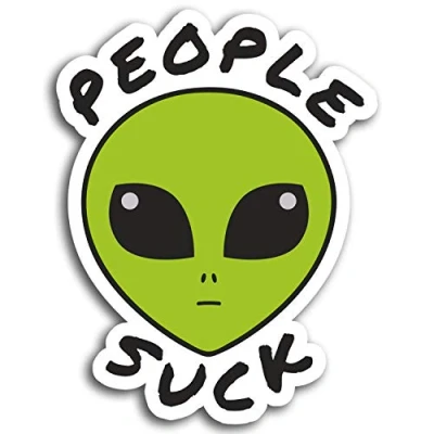 Image of 2 x 10cm Funny Alien People Suck Vinyl Stickers Sticker Laptop Luggage #19410 (10cm Tall)