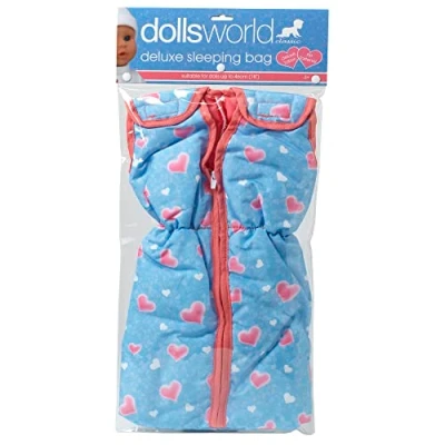 Image of DOLLSWORLD CLASSIC from Peterkin Deluxe Doll&#039;s sleeping bag padded Dolls with zip, for up to 46cm (18&quot;) &amp; Accessories Ages 3+