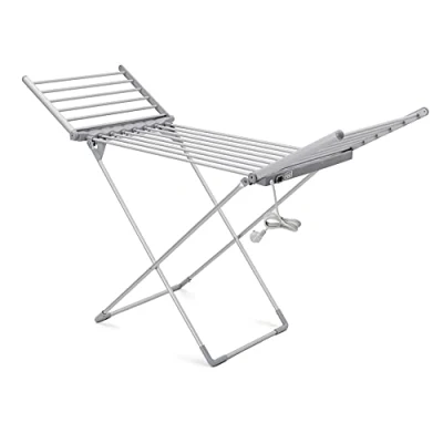 Image of Kemket® 230 Electric Heated Clothes Dryer Winged Foldable Adjustable Energy Efficient Indoor Airer Wet Laundry Drying Horse Rack Silver