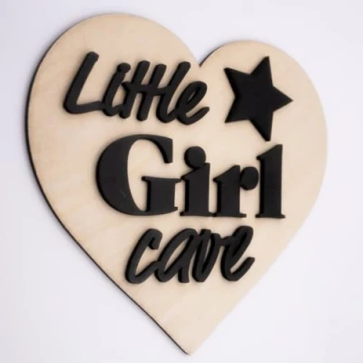 Image of Little Girl Cave Wooden Wall Sign, Playroom Door Hanging, Nursery Bedroom Decor, Baby/Birthday/Wedding/Housewarming Gift