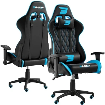 Image of BraZen Phantom PC Chair Gaming for Adults Office Computer Chairs Adult Video Game Gamer Blue