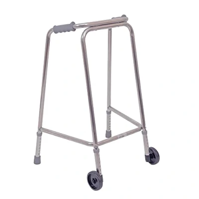 Image of Ultra Narrow Walking Frame with Wheels Slim Design 490mm Width Medium Lightweight Aluminium Non Slip Rubber Ferrules Ergonomic Hand Grips Rehabilitation Aid