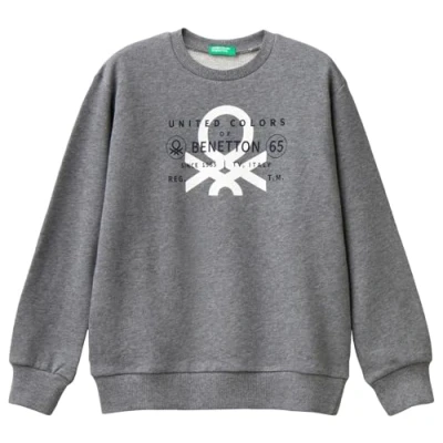 Image of United Colors of Benetton Kids &amp; Teen&#039;s Jersey G/C M/L 3J68C10JM Hooded Sweatshirt, Grey, 150 cm