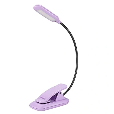 Image of BIGMONAT Children&#039;s Clip on Rechargeable Book Bed Reading Light Dimmable 3 Lighting Modes Flexible Head Learning Light,Night Lamp Violet