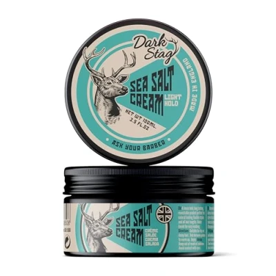 Image of Dark Stag Sea Salt Cream, Light Hold Professional Hair Styling Water Based Easy to Wash, Natural Look, Sandalwood and Vanilla Fragrance, 100ml/3.5oz