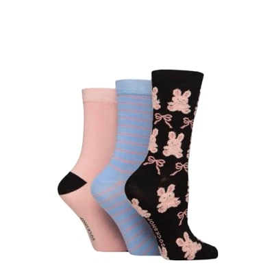 Image of Women&#039;s 3 Pair SOCKSHOP Bamboo Feather Socks Bows &amp; Bunnies 4 8