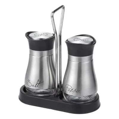 Image of GJIE Pack of 2 Salt and Pepper Pots Shaker Set Pot Kitchen Accessories (Silver)