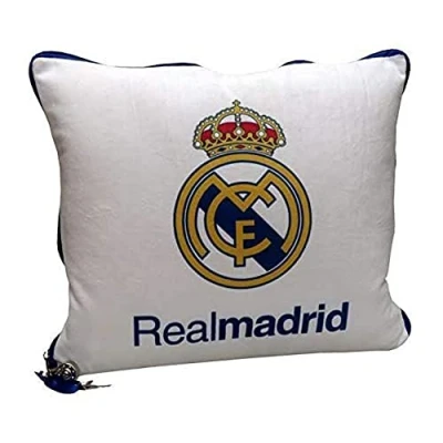 Image of REAL MADRID CF Home Cushion, Unisex, Square Shape, Synthetic Material, Multicolor, Official Product (CyP Brands)