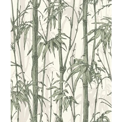 Image of Rasch paperhangings Non Woven Wallpaper (Botanical) Green White 10,05 m x 0,53 Florentine III 484847
