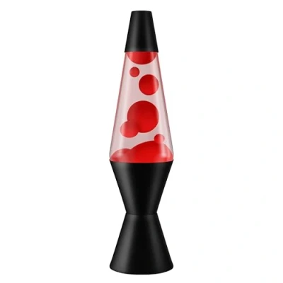 Image of LAVA Lamp 2317, Red Wax, Clear Liquid, Black Base and Cap, Original 14.5 inch Motion to Illuminate Your Mood