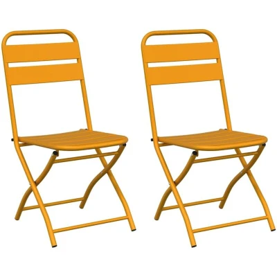 Image of vidaXL Folding Garden Chairs 2 pcs Mustard Yellow 42x52x82 cm Powder coated Steel