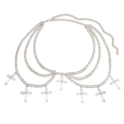 Image of xbiez Hip Hop Waist Chain Elegant Cross Pendant for Women Prom Banquet Club Party Body Jewelry Multilayered Belt