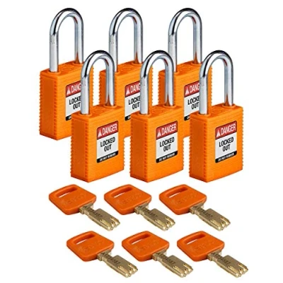 Image of SafeKey Nylon Padlock, 38mm x 84mm 19mm, Orange, Pack of 6