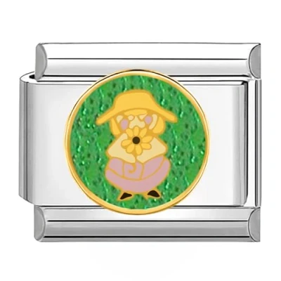 Image of Quiges 9mm Italian Style Charm Link Module Stainless Steel Girl with Flowers for Bracelets