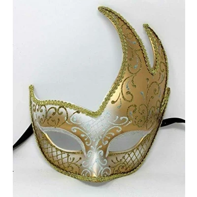 Image of Stunning Gold &amp; Winter White Venetian Masquerade Carnival Ball Party Eye Mask