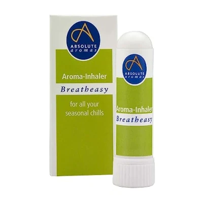 Image of Absolute Aromas Breatheasy Aroma Inhaler with 100% Pure, Natural Essential Oils Eucalyptus, Tea Tree, Cajeput and Ravensara Instant Congestion Relief for all your Chills.