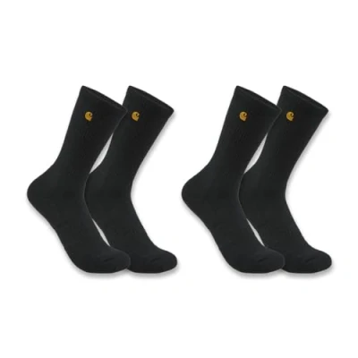 Image of Carhartt Men&#039;s Force Midweight Crew Sock 2 Pack Work, Black, X Large