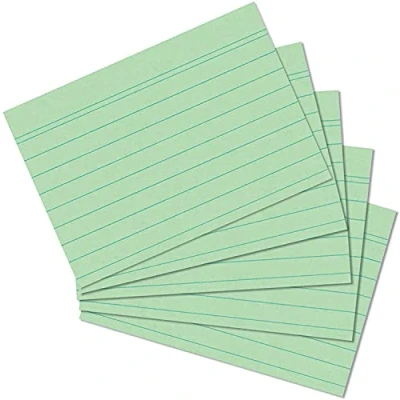Image of Exacompta Ref 10840SE Bristol Lined Record Cards (Pack of 100) A7 in Size, 205gsm Card, Compatible with Printers Suitable for Exam Revision &amp; Notes Green