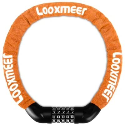 Image of Looxmeer Bike Lock Heavy Duty, 900mm 5 Digit Combination Bicycle Chain High Security, Resettable 100,000 Codes Cycling for Bicycle, Motorcycle, Scooter, Door, Gate Fence, Orange