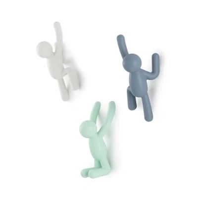 Image of Umbra Buddy Wall Hooks Decorative Mounted Coat for Hanging Coats, Scarves, Bags, Purses, Backpacks, Towels and More, Set of 3, Light Multicolored,10 Inch L x 7.5 W 3 H