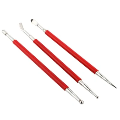 Image of CESFONJER 3 Pieces Clay Sculpting Tools, DIY Silicone and Ceramic Indentation Tool, Red Rod Stainless Steel Pen, Soft Tool Tool.