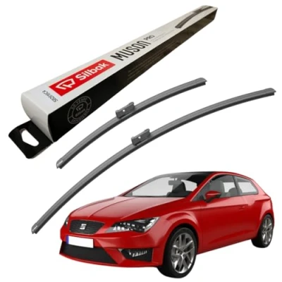 Image of Silbak Windscreen Wipers, fits for SEAT LEON SC (01/2013 12/2018) Front Wiper Blades, 650mm/400mm
