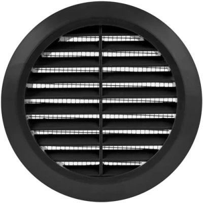Image of Vent Systems 100 mm / 3.94&#039;&#039; Inch Black Air Cover Round Vents Ventilation Grille Integrated Insect Screen HVAC for Bathroom, Home Office, Kitchen