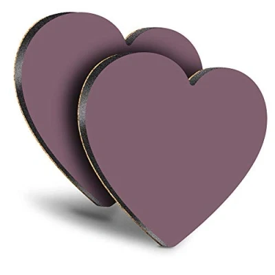 Image of Destination Vinyl ltd Great Coasters (Set of 2) Heart Plum Purple Colour Block Drink Glossy Coasters/Tabletop Protection for Any Table Type #46139