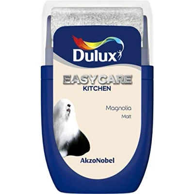 Image of Dulux Easycare Kitchen Tester Paint, Magnolia, 30 ml