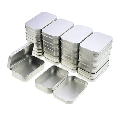 Image of LJY 22 Pieces Rectangular Metal Empty Hinged Tins Containers Basic Necessities Home Storage Organizer Mini Box Set (95 x 62 20 mm)