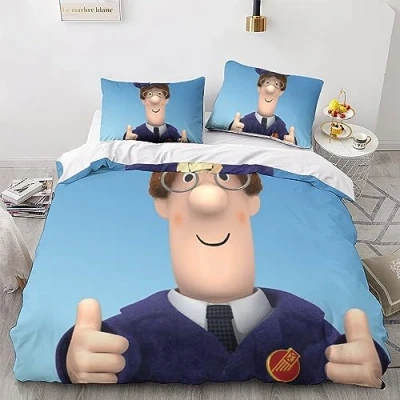 Image of LENTLY Postman Pat Bedding Sets 3D Comforter Cover Duvet Set For Kids Decor Quilt 3 Piece with Zipper Closure Soft Microfiber Double（200x200cm）