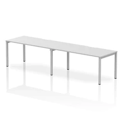 Image of Evolve Single Silver Frame Bench Desk 1600 White (2 Pod) BE366