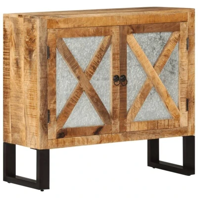 Image of vidaXL Sideboard 80x30x71 cm Solid Rough Wood Mango and Metal