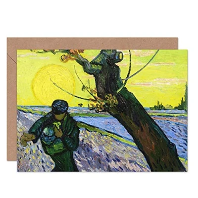 Image of Artery8 Vincent Van Gogh The Sower Fine Art Greeting Card Plus Envelope Blank Inside