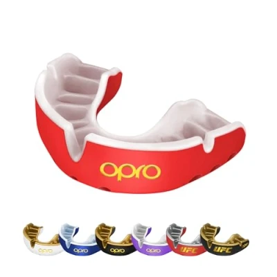 Image of OPRO Gold Level Mouthguard, Adults and Kids Sports Mouth Guard, Featuring Revolutionary Fitting Technology for Boxing, Lacrosse, MMA, Martial Arts, Hockey, All Contact (Red, Youth)