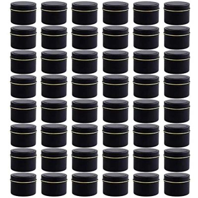 Image of Candle Tins with Lids for Making Candles, 48 PCS 8 OZ Empty Metal Containers, DIY Jars Making, Arts &amp; Crafts, Storage More (Black,48)