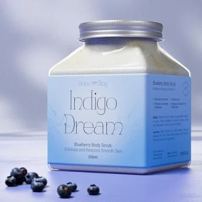 Image of RelaxZing Exfoliating Scrub, Moisturizing &amp; Nourishing Body Tightens Pores and Removes Impurities, Soothing Relaxing Shower Indigo Dream Blueberry, 350ml