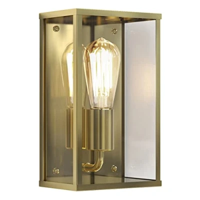 Image of Homefield Coastal Outdoor Wall Light Natural Brass IP44, E27