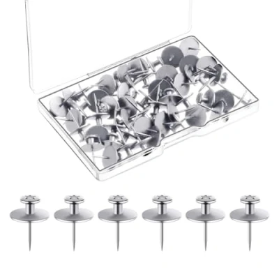 Image of 30 Pcs Double Headed Picture Hangers Photo Hanging Hook Pins Small Head Thumb Tacks Wall Nails for Home