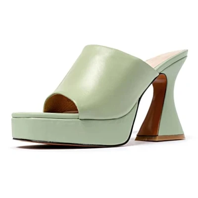 Image of L37 HANDMADE SHOES Women&#039;s She&#039;s A Lady Heeled Sandal, Green, 3 UK